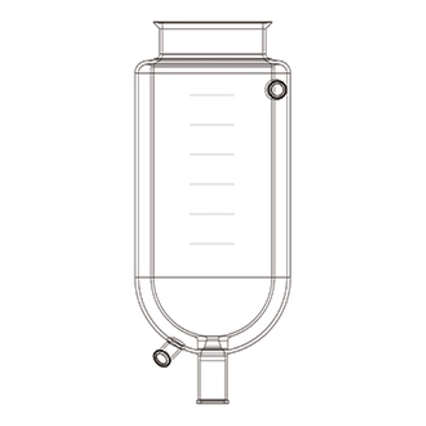 Ace Glass 10L Cylindrical Jacketed Flask, 200mm Flange, 1In Beaded Pipe Inlet/Outlet 12850-02