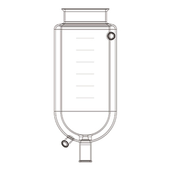Ace Glass 30L Cylindrical Jacketed Flask, 300mm Flange, 1.5In Beaded Pipe Inlet/Outlet 12850-3208
