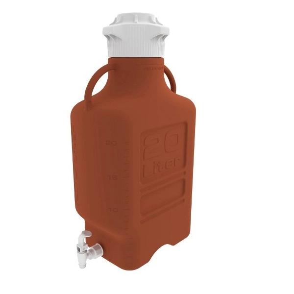 Foxx Life Sciences 20L (5 Gal) Amber High Density (HDPE) Carboy 120mm Cap and Spigot 15K-3221-OEM