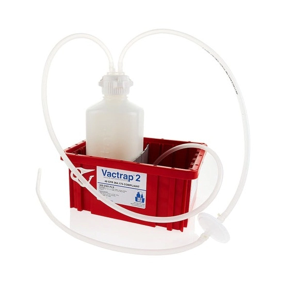Foxx Life Sciences Vactrap2, High Density Poly Ethylene (HDPE), 2L, Red Bin, 1/4" ID 302-2001-FLS