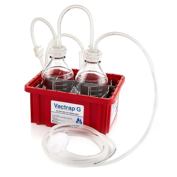 Foxx Life Sciences Vactrap G, 1L + 1L, Glass Bottles Red Bin, GL45 Cap w/1/4" ID Tubing 30R-1101-FLS
