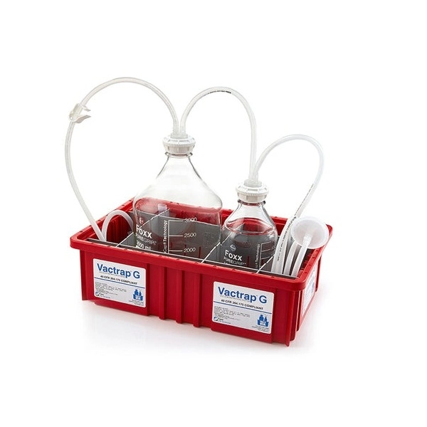 Foxx Life Sciences Vactrap G, 3L + 1L, Glass Bottles Red Bin GL45 Cap w/1/4" ID Tubing  30R-3101-FLS