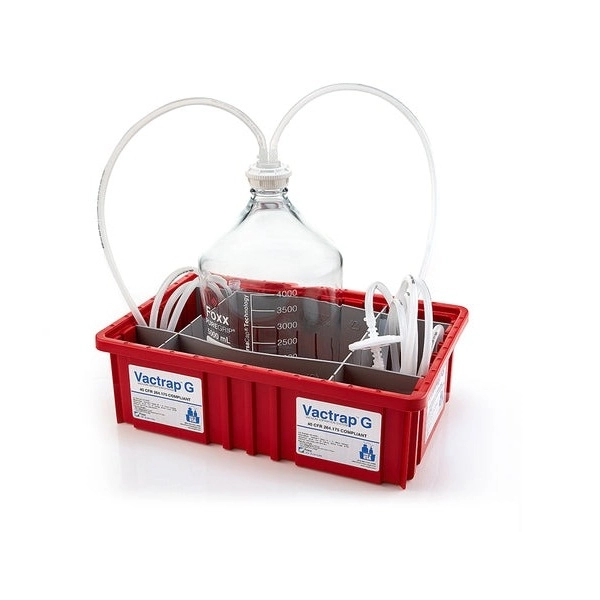 Foxx Life Sciences Vactrap G, 5L, Glass Carboy, Red Bin GL45 Cap w/1/4" ID Tubing 30R-5001-FLS