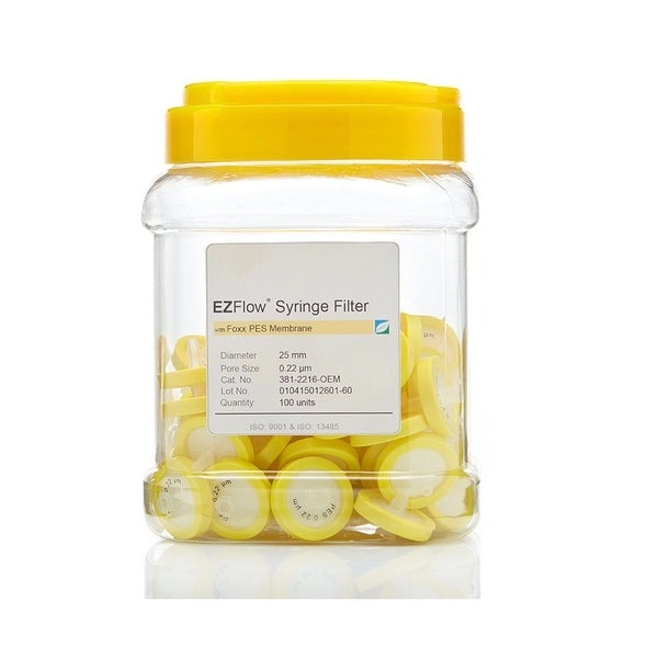 Foxx Life Sciences EZFlow 25mm Syringe Filter, .2μm PES, 100/Pack 381-2216-OEM
