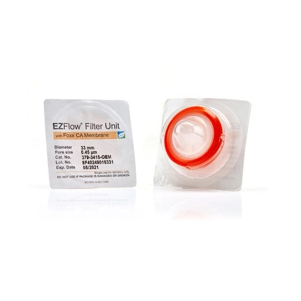 Foxx Life Sciences EZFlow Syringe Filter, CA, 0.45µm, 33mm, Sterile, 100/Pack 379-3415-OEM