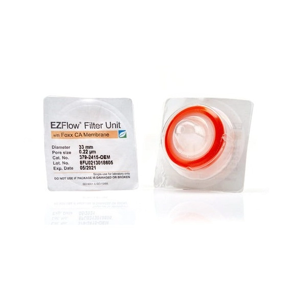 Foxx Life Sciences EZFlow Syringe Filter, CA, 0.22µm, 33mm, Sterile, 100/Pack 379-2415-OEM