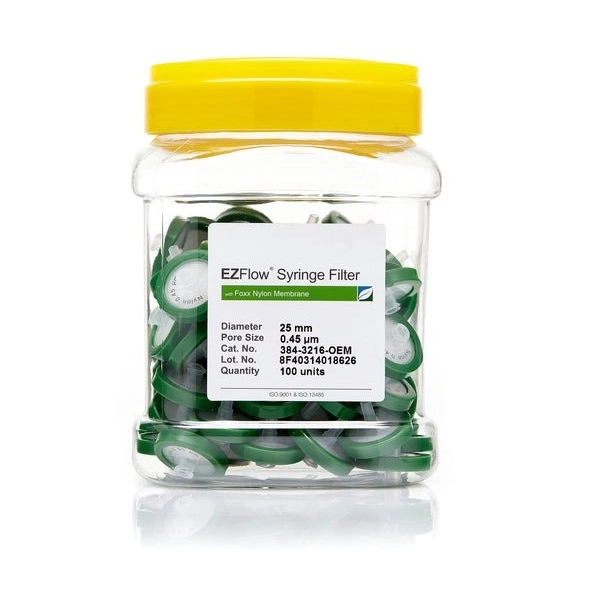 Foxx Life Sciences EZFlow 25mm Syringe Filter, .45μm Nylon, 100/Pack 384-3216-OEM
