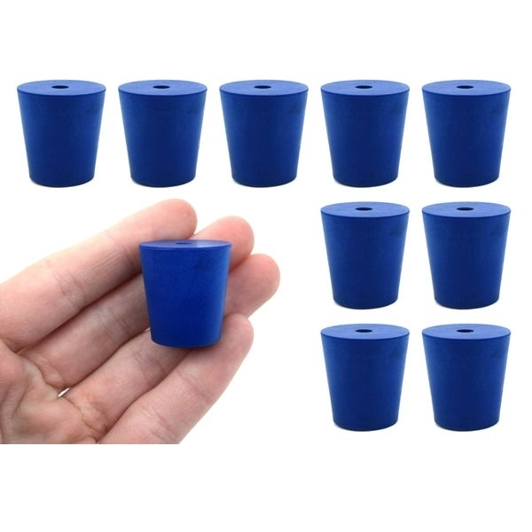 Eisco 10PK Neoprene Stoppers 1 Hole - ASTM - Size: #3 - 18mm Bottom, 24mm Top, 25mm Length CH0321F1H