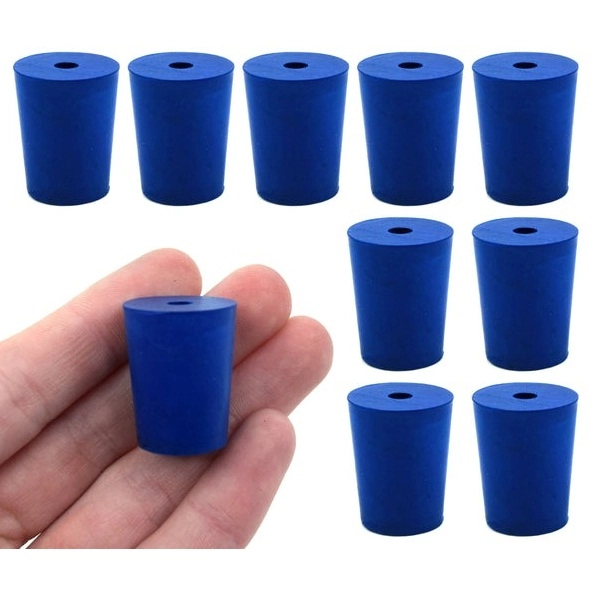Eisco 10PK Neoprene Stoppers 1 Hole - ASTM - Size: #2 - 16mm Bottom, 20mm Top, 25mm Length CH0321E1H