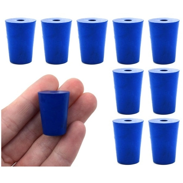 Eisco 10PK Neoprene Stoppers 1 Hole - ASTM - Size: #1 - 14mm Bottom, 19mm Top, 25mm Length CH0321D1H