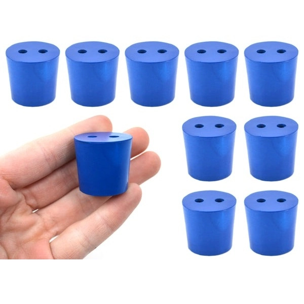 Eisco 10PK Neoprene Stoppers, 2 Holes - ASTM - Size #5 - 23mm Bottom, 27mm Top 25mm Length CH0321H2H