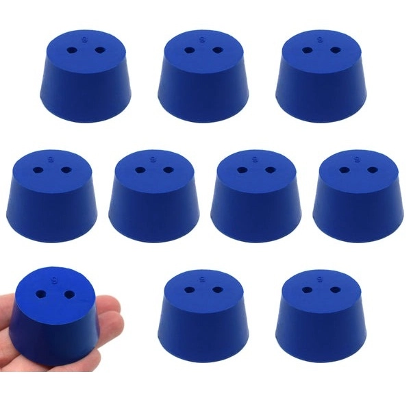 Eisco 10PK Neoprene Stoppers 2 Holes - ASTM - Size #9 - 37mm Bottom, 45mm Top, 25mm Length CH0321P2H