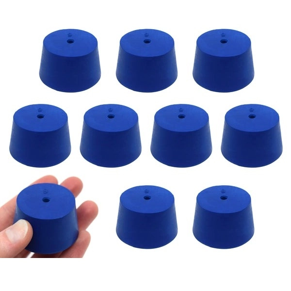 Eisco 10PK Neoprene Stoppers 1 Hole - ASTM - Size: #9 - 37mm Bottom, 45mm Top, 25mm Length CH0321P1H