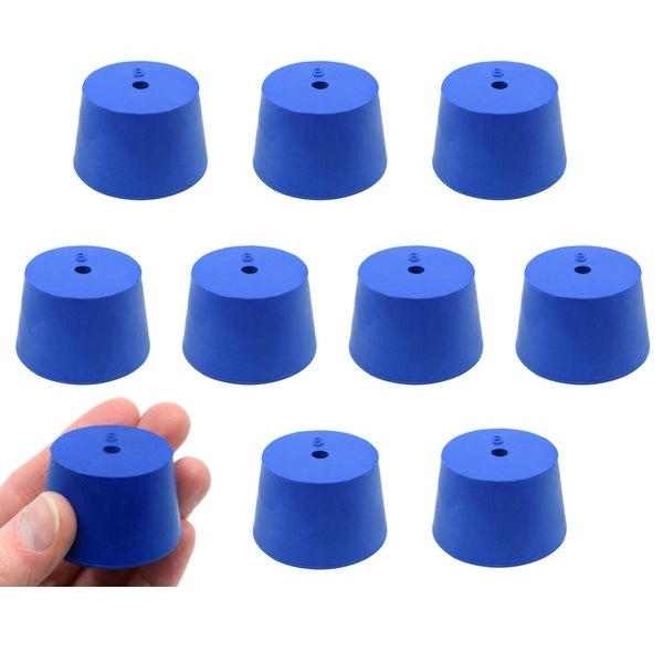 Eisco 10PK Neoprene Stoppers 1 Hole - ASTM - Size: #8 - 33mm Bottom, 41mm Top, 25mm Length CH0321N1H