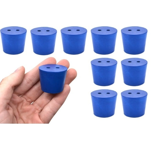 Eisco 10PK Neoprene Stoppers, 2 Holes ASTM - Size #6 - 26mm Bottom, 32mm Top, 25mm Length CH0321J2H