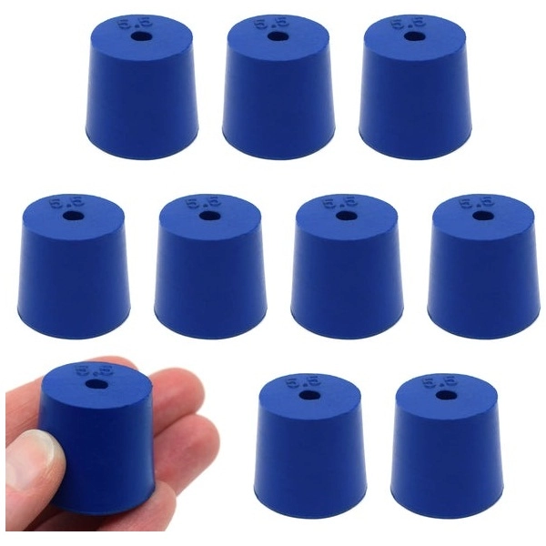 Eisco 10PK Neoprene Stoppers 1 Hole ASTM - Size: #5.5 - 24mm Bottom, 28mm Top, 25mm Length CH0321I1H
