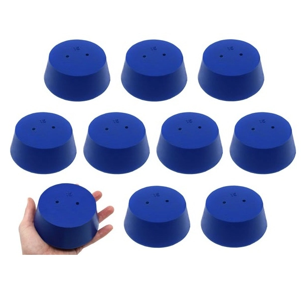 Eisco 10PK Neoprene Stoppers, 2 Holes ASTM Size #15 - 83mm Bottom, 103mm Top, 39mm Length CH0321Y2H