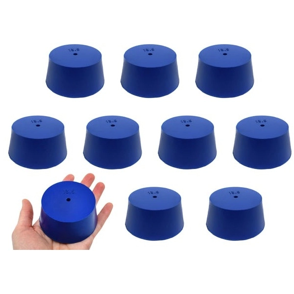 Eisco 10PK Neoprene Stoppers, 1 Hole ASTM Size: #13.5 - 62mm Bottom, 75mm Top, 25mm Length CH0321W1H