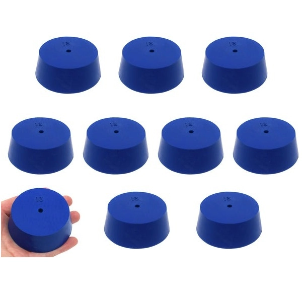 Eisco 10PK Neoprene Stoppers, 1 Hole ASTM - Size: #13 - 58mm Bottom, 68mm Top, 25mm Length CH0321V1H