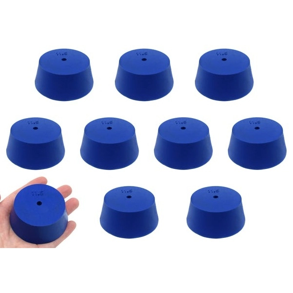 Eisco 10PK Neoprene Stoppers, 1 Hole ASTM Size: #11.5 - 50mm Bottom, 63mm Top, 25mm Length CH0321T1H