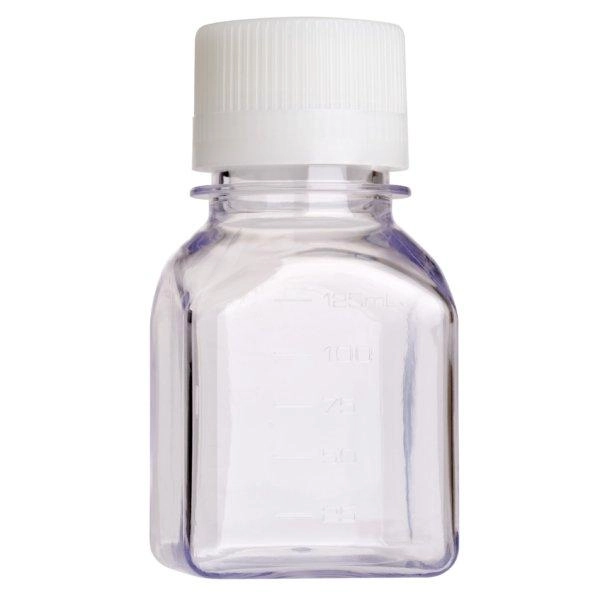 Bellco 125mL Square Media Bottle (PETG), Tamper Evident, Bulk, Sterile (Qty 1000) 2307-62TE0