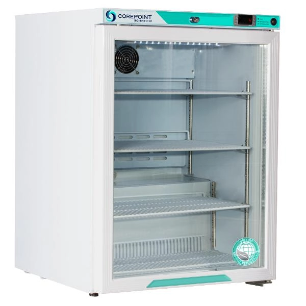 Corepoint Scientific 5.2 cu. ft. Glass Door Undercounter Freestanding Refrigerator PR061WWG-0