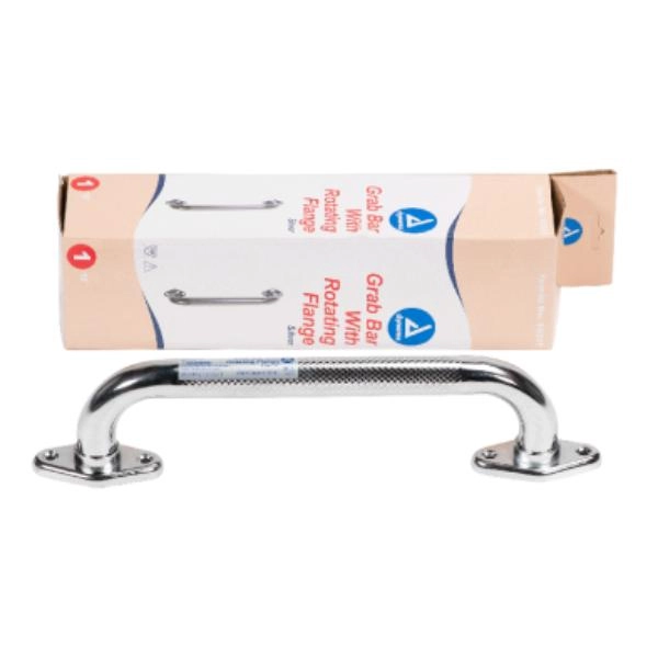 Dynarex Rotating Flange Knurled Grab Bar, 12", Silver, 1Pc/Bx,3Bx/Cs 10311-3