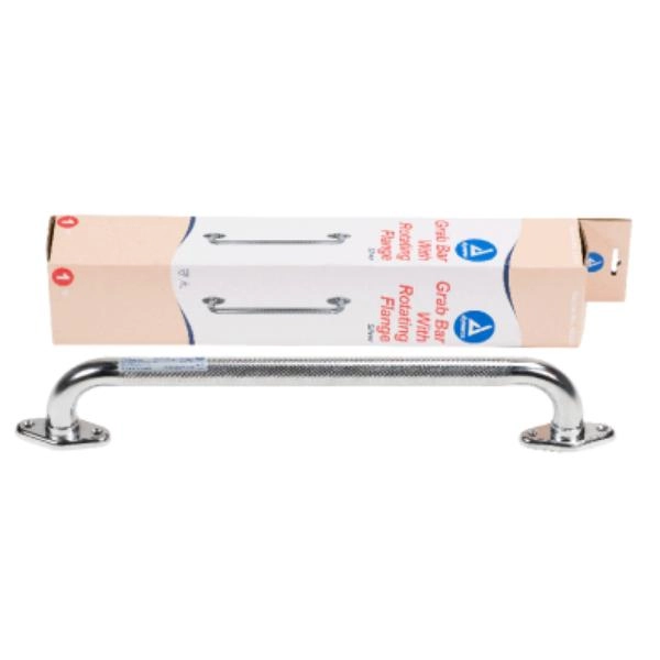 Dynarex Rotating Flange Knurled Grab Bar, 18", Silver, 1Pc/Bx,3Bx/Cs 10313-3