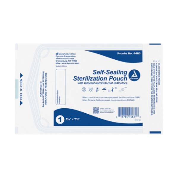 Dynarex Sterilization Pouches, 5.25" x 7.5", 12/200/cs 4463
