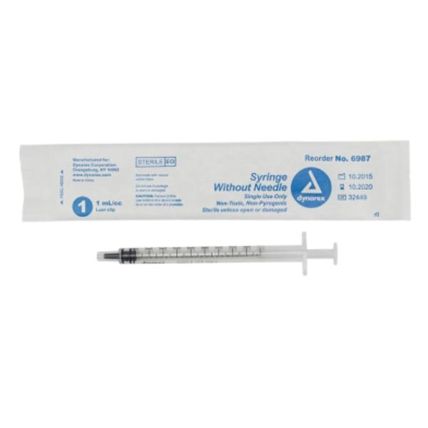 Dynarex Syringe without Needle - Non Toxic - Luer Slip, 1 cc, 10/100/cs 6987