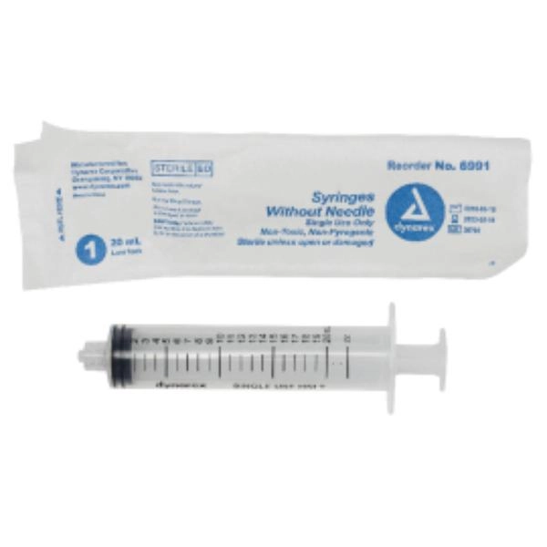 Dynarex Syringe without Needle - Non Toxic - Luer Lock, 20 cc, 10/50/cs 6991