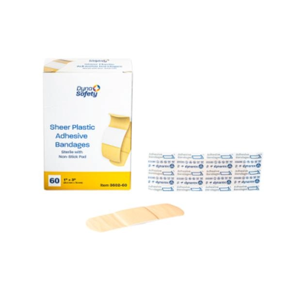 Dynarex Sheer Plastic Adhesive Bandages - Sterile, 1" x 3", 12/60/cs 3602-60