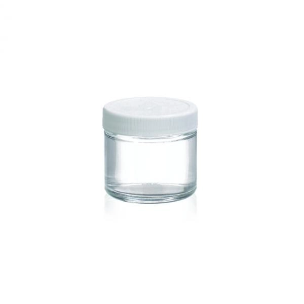 DWK Life Sciences 60 mL Wheaton Clear Straight Sided Jar, White Polypropylene Cap, Cs/24 W216908