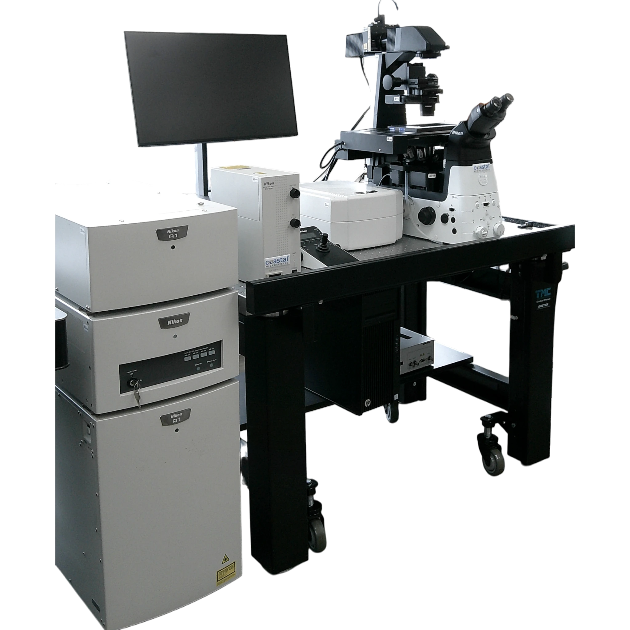 Nikon  A1 Laser Scanning Confocal w/Eclipse TI2-E Inverted Phase Contrast Fluorescence Motorized w/ Perfect Focus Confocal