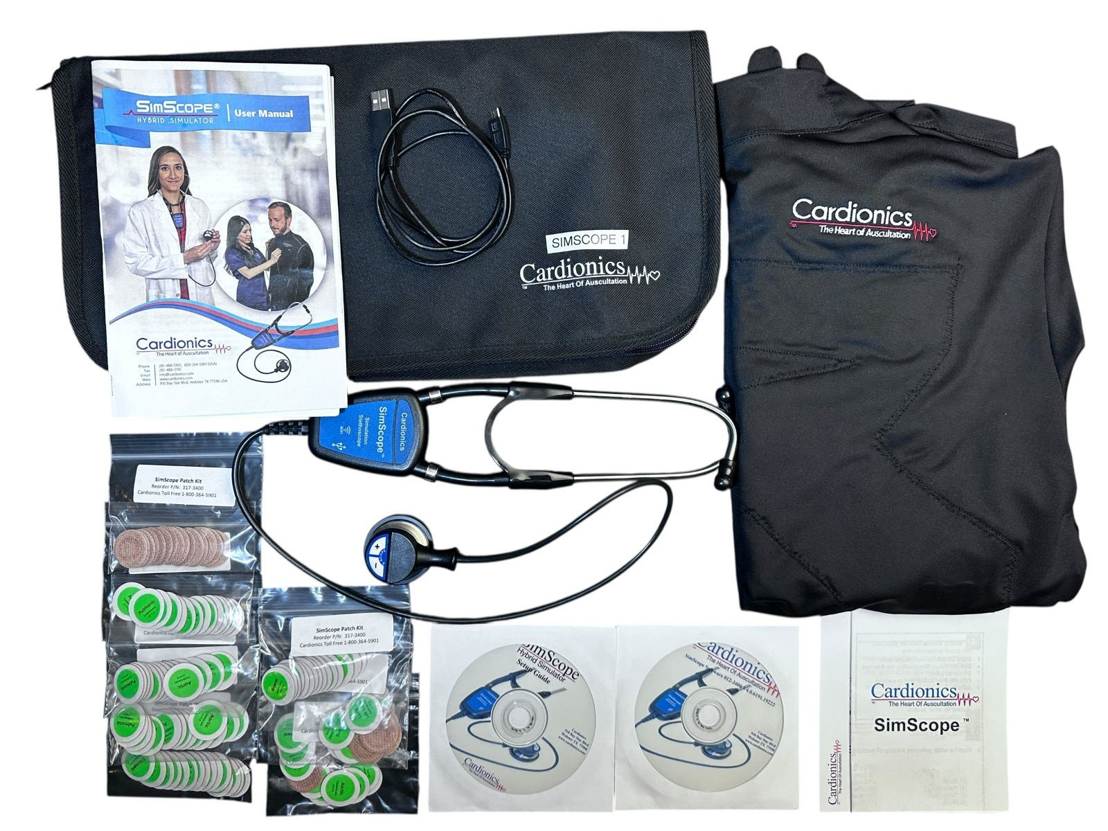 Cardionics SimScope Hybrid Simulation Stethoscope System 360-3410 – Excellent