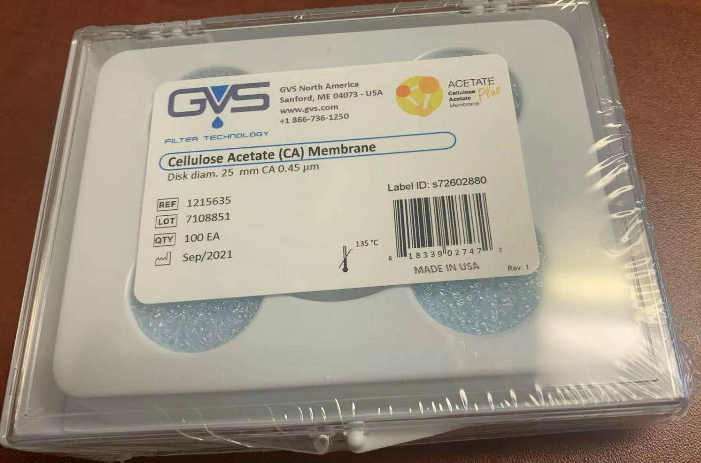 New GVS Cellulose Acetate (CA) Membrane Qty 100 EA