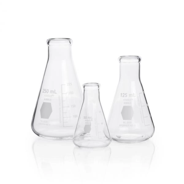DWK Life Sciences 25 mL Kimble Kimax Erlenmeyer Flask, Narrow Mouth, Cs/48 26500-25