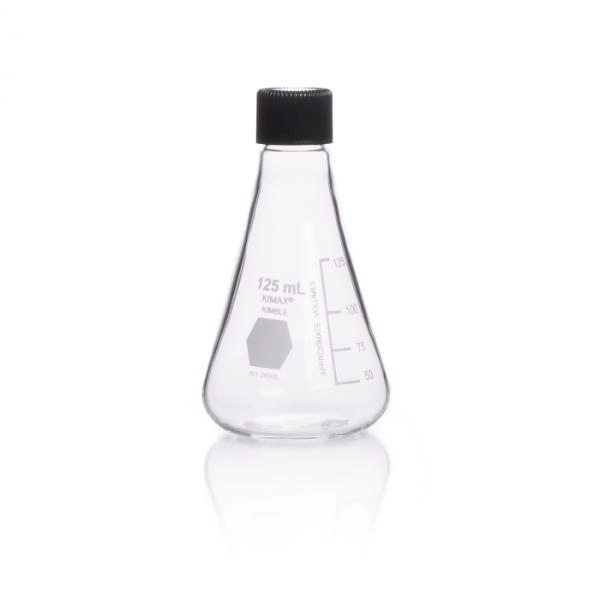 DWK Life Sciences 2000 mL Kimble Kimax Erlenmeyer Flask with Screw Cap Cs/8 26505-2000
