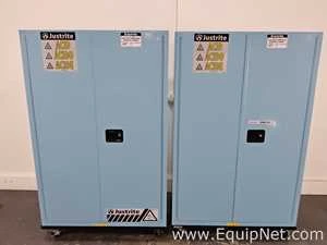 Lot 251 Listing# 1075416 Lot of 2 JustRite 894502 Sure-Grip EX 45 Gallon Acid and Corrosive Storage Cabinets
