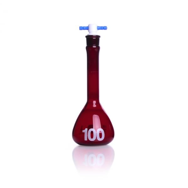 DWK Life Sciences 100 mL Kimble Ray-Sorb Volumetric Flask, Amber Class A Heavy Duty Cs/6 92822F-100
