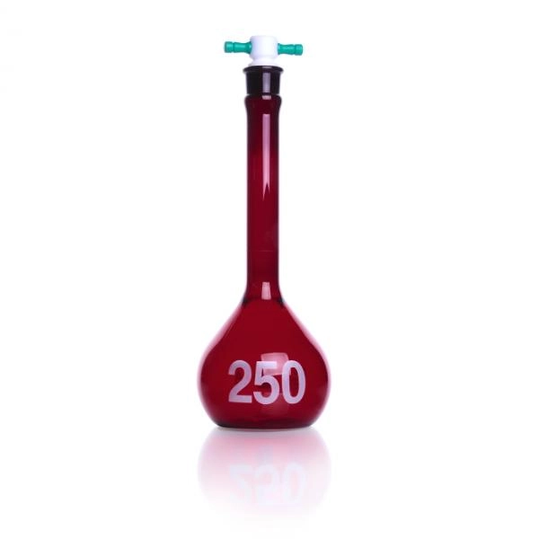 DWK Life Sciences 250 mL Kimble Ray-Sorb Volumetric Flask Amber Class A Heavy Duty Cs/6 92822F-250