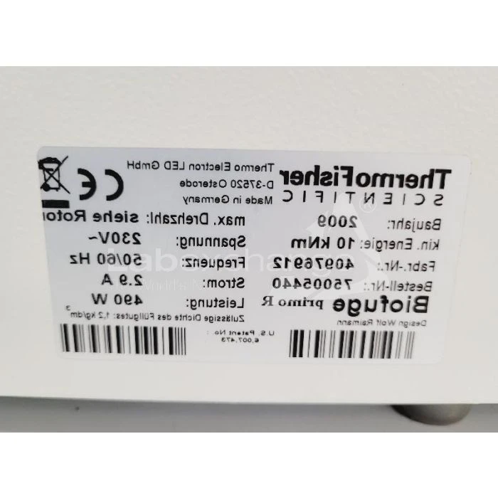 Thermo Scientific Model Heraeus Biofuge Primo R Ce