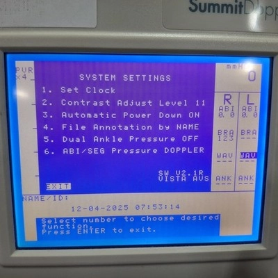 Summit Doppler Vista AVS Advanced Vascular System