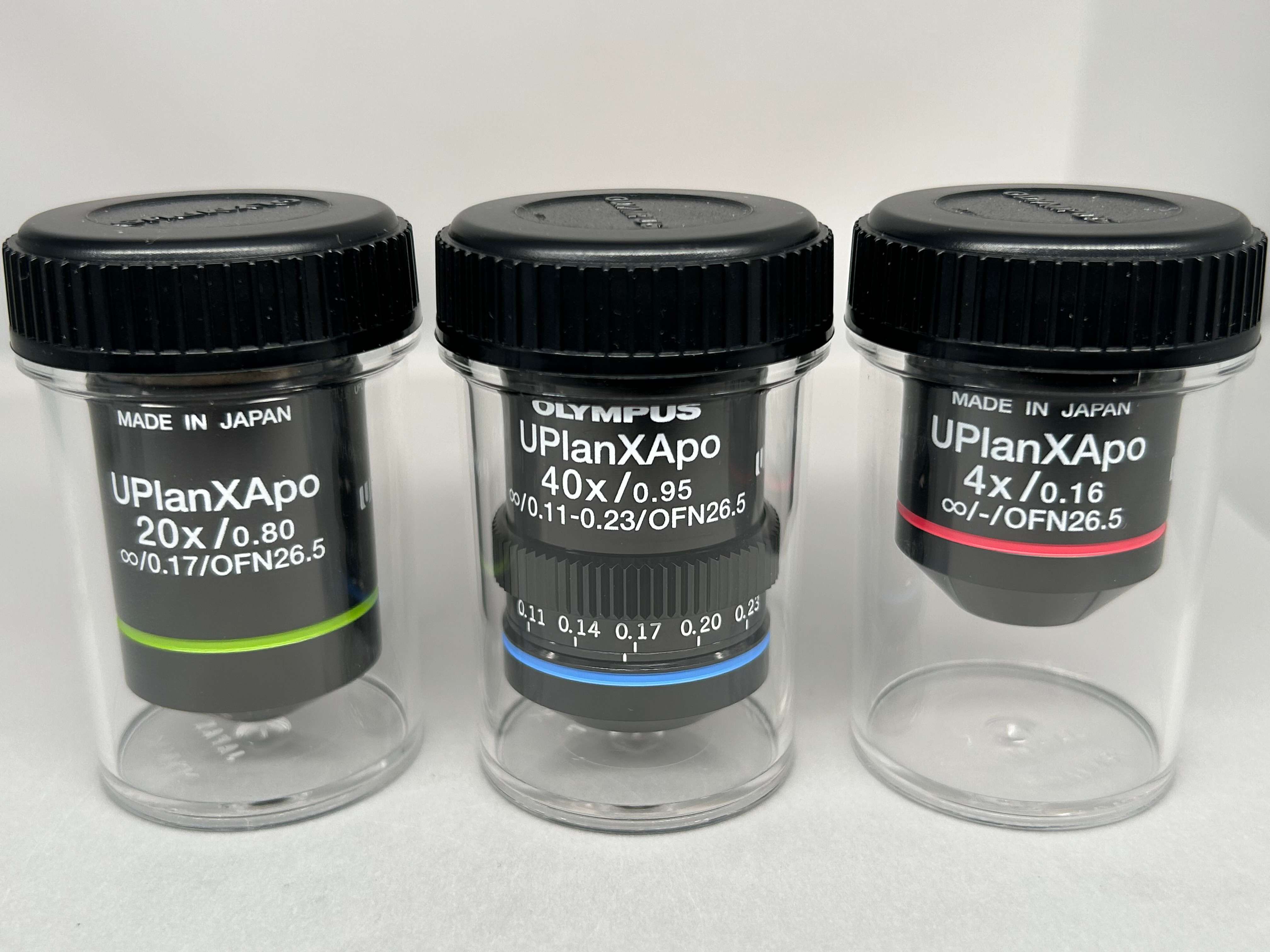 Evident/Olympus  UPlanXApo 20x0.80  UPlanXApo 40x0.95 UPlanXApo 4x0.16 Microscope Objective