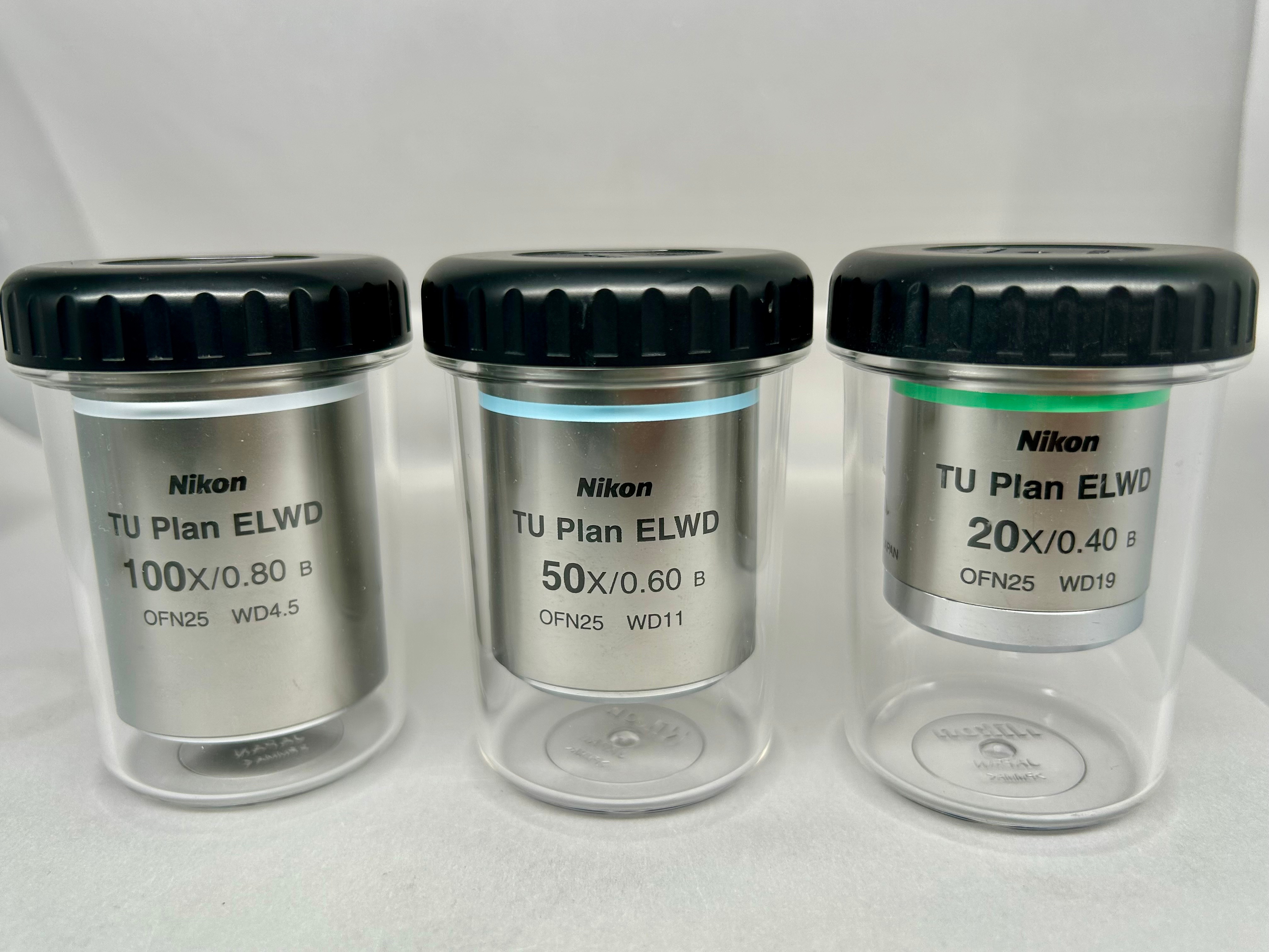 Nikon TU Plan ELWD 50x0.60 TU Plan ELWD 20x0.40 TU Plan ELWD 100x0.80 Microscope Objective 