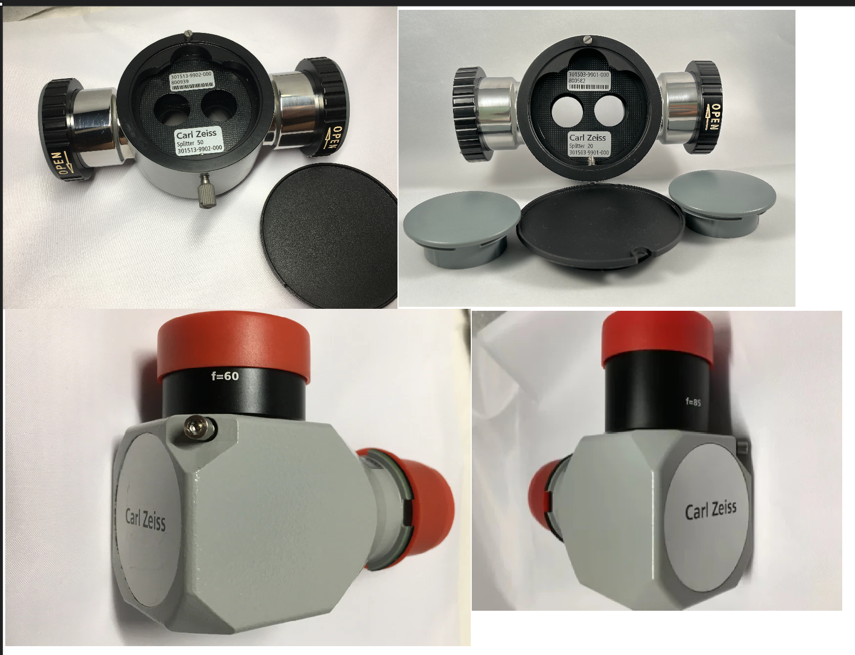 Zeiss OPMI Beam Splitter 50/50 ,20/80, Camera Adapter f=60 ,f=85 f/ Surgical Microscope