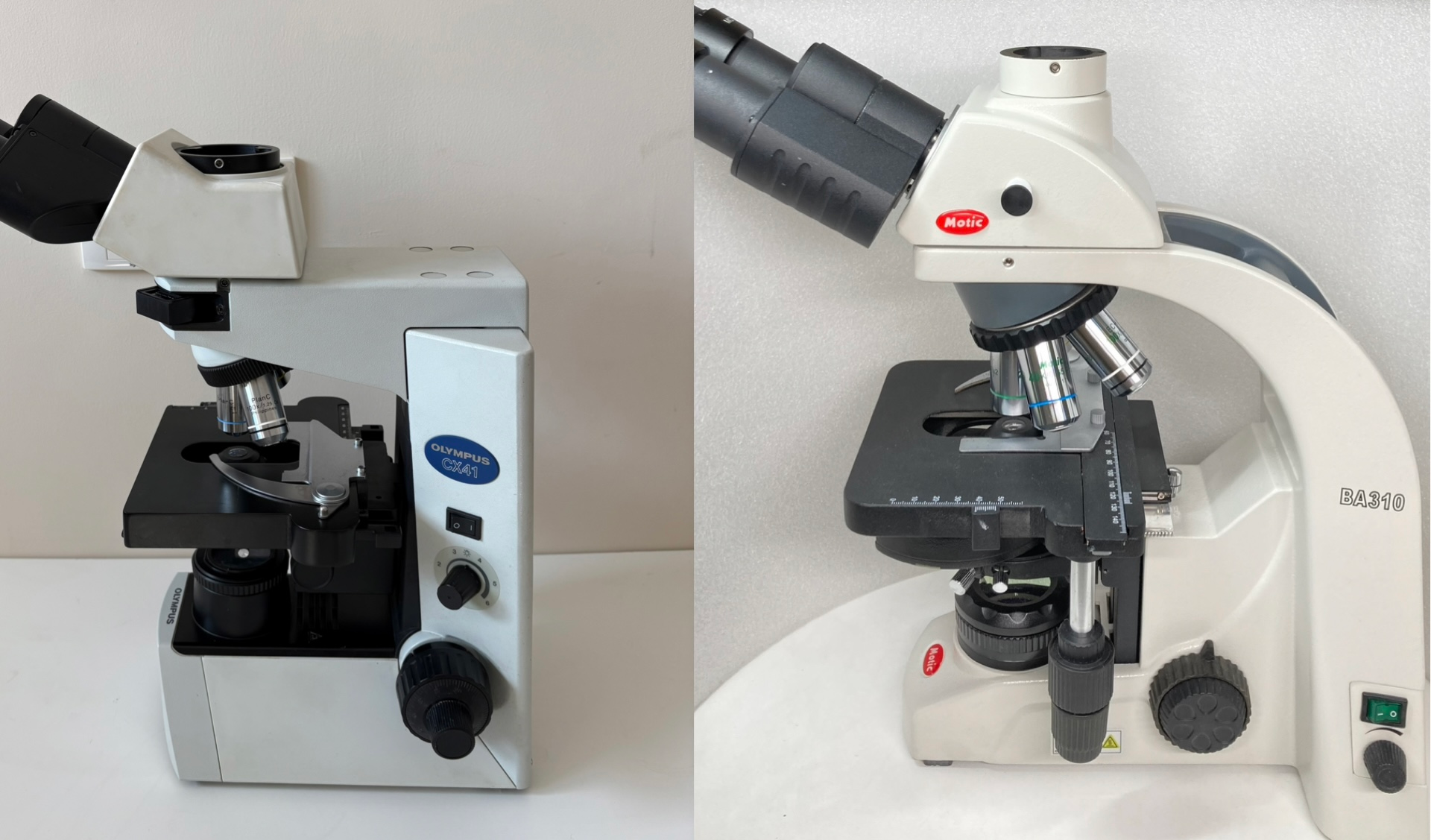 Olympus CX41 Bino, Trino,PH Microscopes / Motic BA310 Trinocular Phase Contrast Microscope 