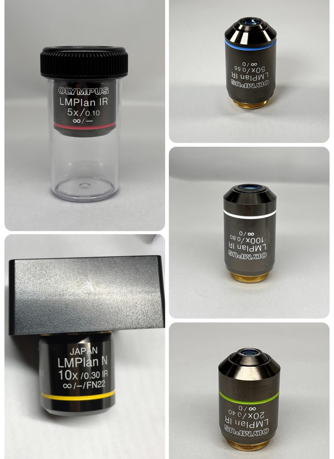 Olympus LMPlan 100X0.80 IR  LMPlan 50X0.55 IR LMPlan N 10X0.30 IR LMPlan N 5x0.10 IR Microscope Objective