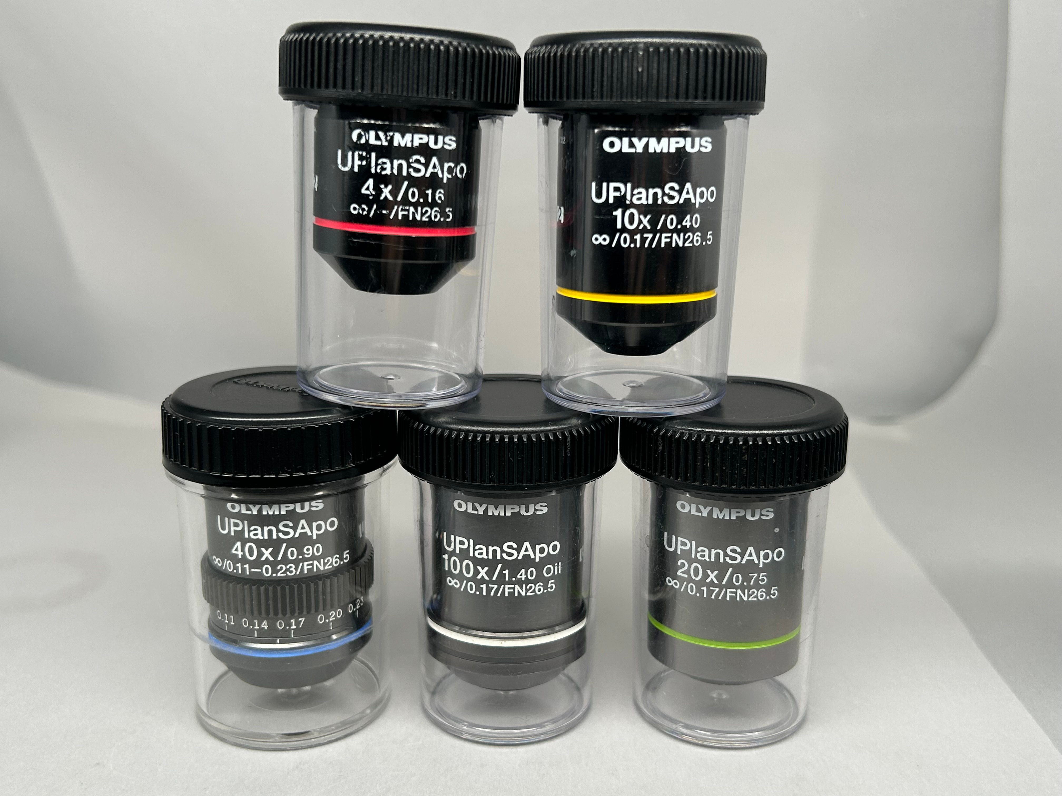 Olympus UPlanSApo 100x/1.40 oil /40x0.90/20x0.75 / 10x0.40/4x0.16 FN26.5  UIS2 Microscope Objective 