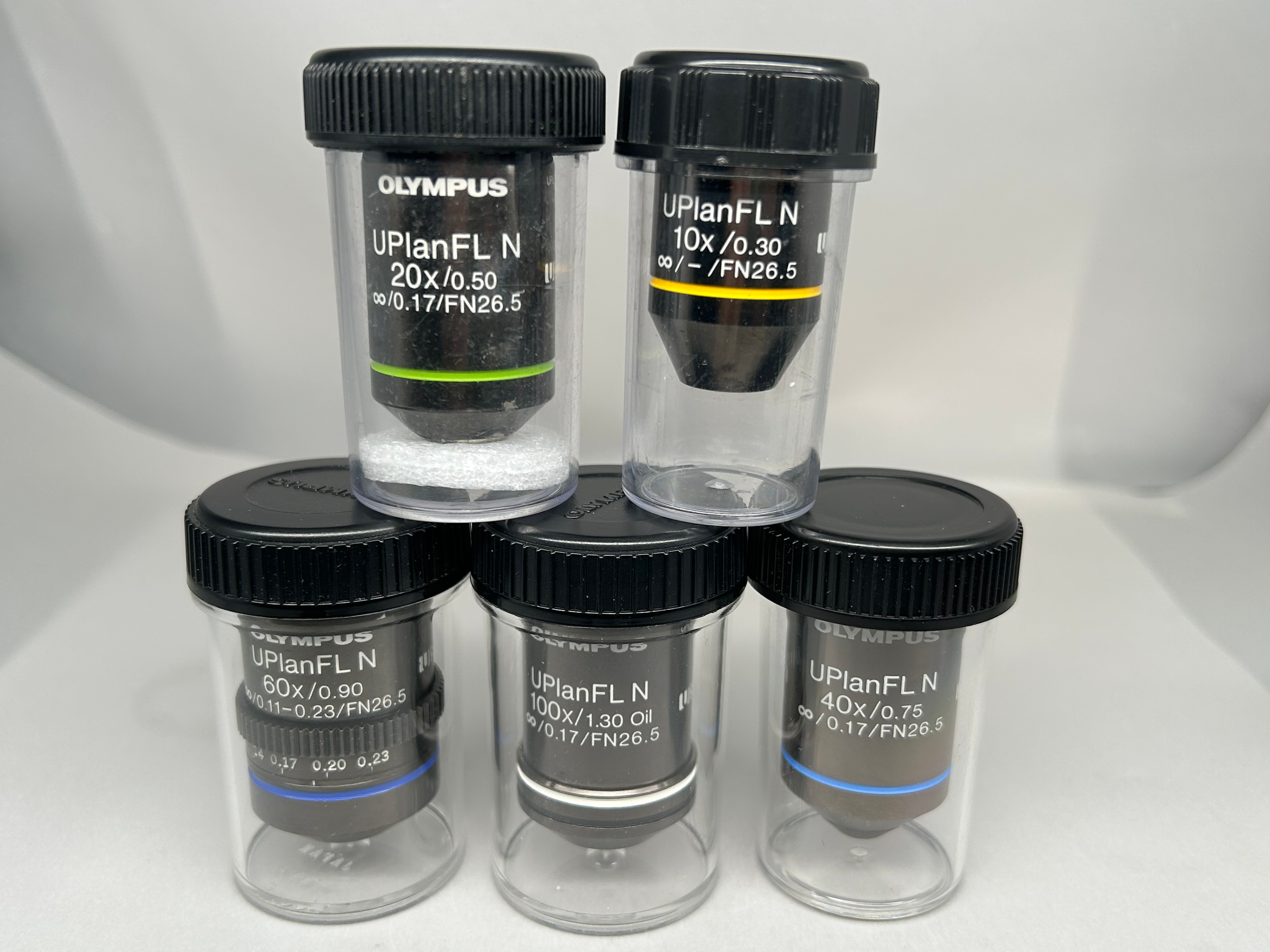Olympus UPlanFL N  UPLFLN 100x1.30 Oil / 60x0.90 /40x0.75/20x0.50/ 10x0.30 FN26.5 UIS2 Microscope objectives
